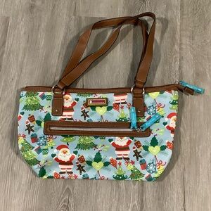 Lily bloom Christmas pattern tote purse
